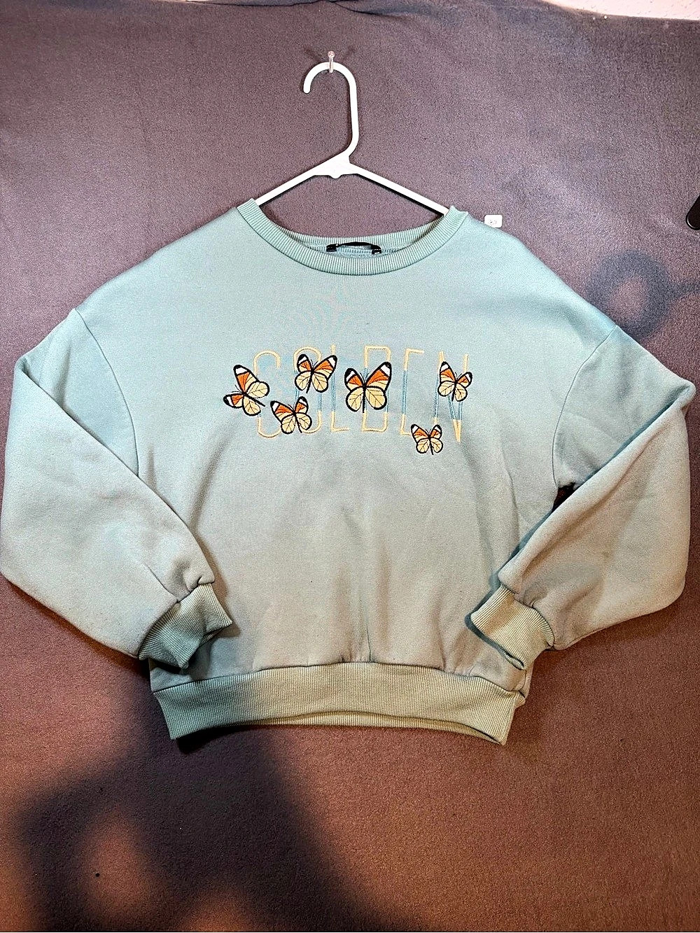 SHEIN Butterfly Sweatshirt in Blue Size Small